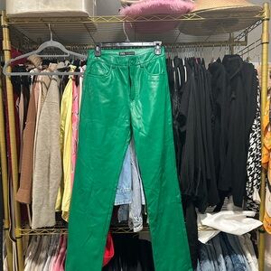 Zara Emerald faux Leather Trousers